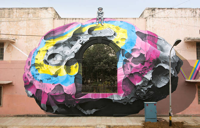 Cosmic Astronauts Street Art in New Delhi