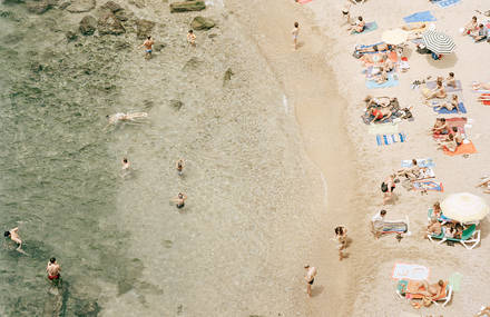 Aerial Plans of Vacationers on the Beach