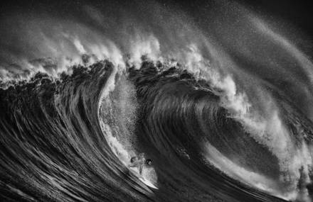 Captivating Black and White Pictures of Surfers in Hawaii