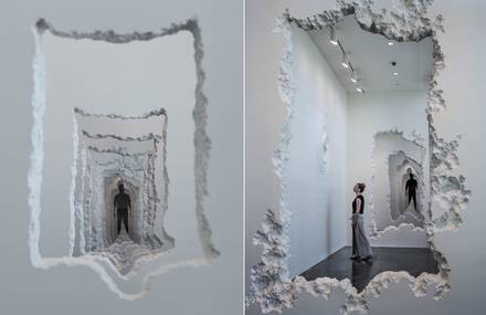 Long Tunnel Excavated Through the Walls of a Gallery by Daniel Ashram