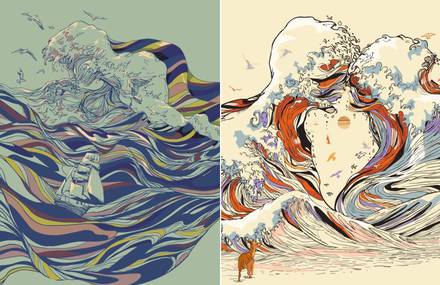 Psychedelic Drawings of Imaginary Lovers Formed By the Sea