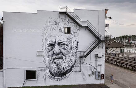 Realistic Giant Portraits on Murals by ECB