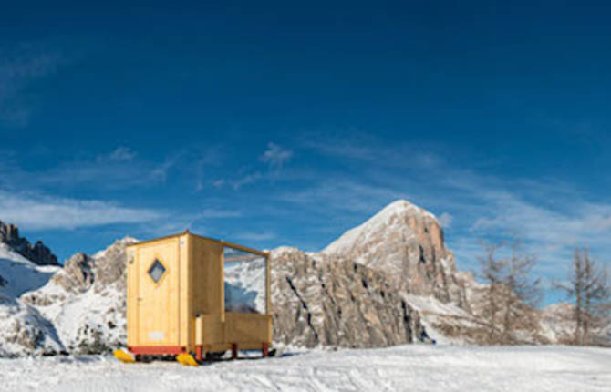 Small Wooden Cabin with View of the Dolomite Mountains
