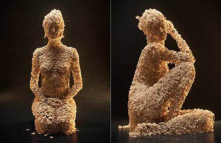 Digital Woman Sculptures Shaped by Flowers
