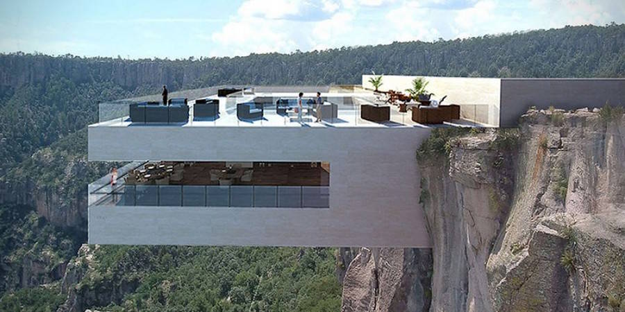 Incredibly Vertiginous Restaurant Over A Canyon in Mexico