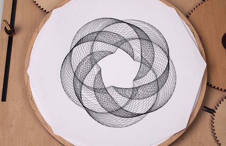 Ingenious Geometric Designs with a Wooden Drawing Machine