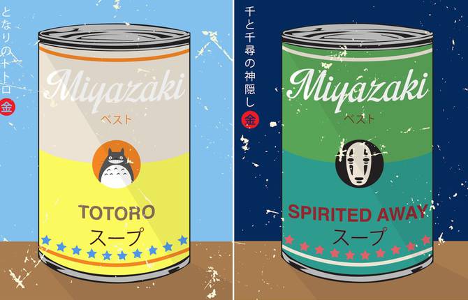 Miyazaki and Warhol Inspired Soup Series