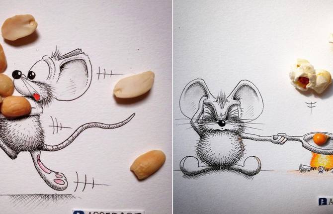 Little Mouse Drawing interacting with Real Elements