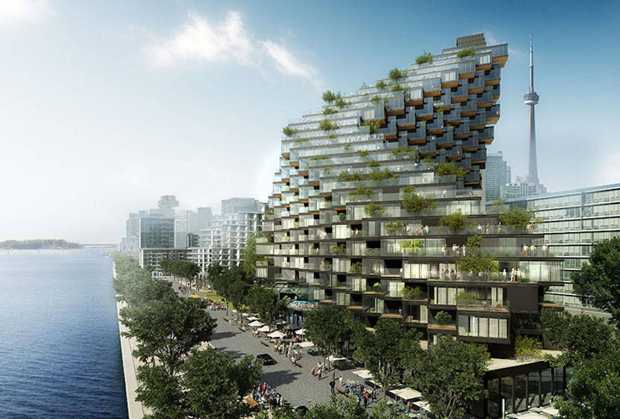 Twisted Building Filled by Terraces for Toronto’s Waterfront