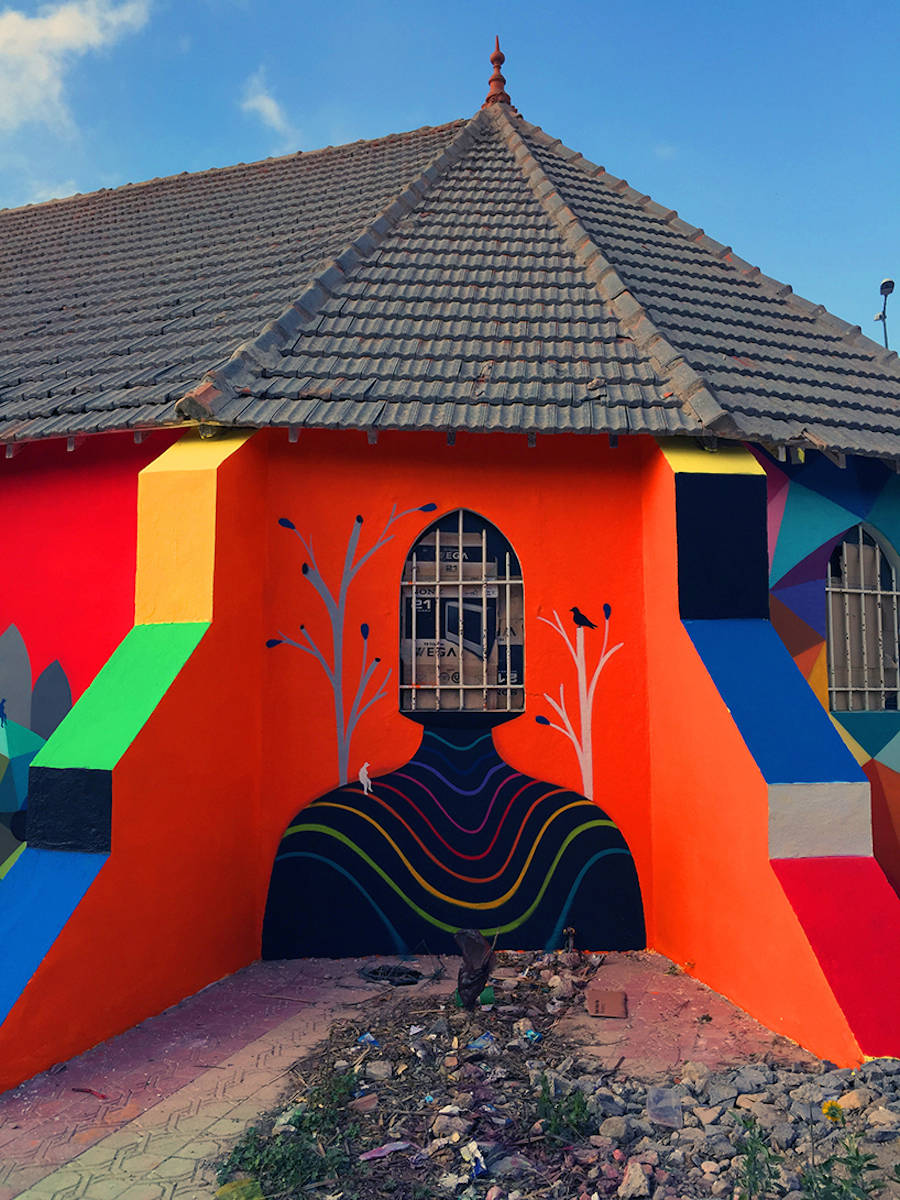 Amazing Geometric Murals on an Abandoned Church in Morocco by Okuda San Miguel