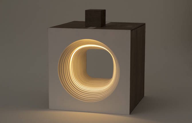 Sculptural Cube with Flowing Light