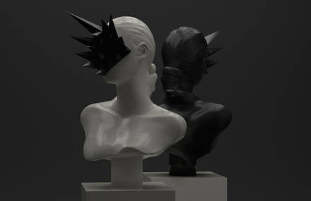 Abstract Black & White Women’s Chest Sculptures