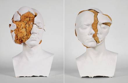 Bizarre Busts Sculptures Featuring Bread Inside