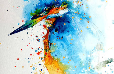 Colorful Splashed Watercolor Animals Paintings