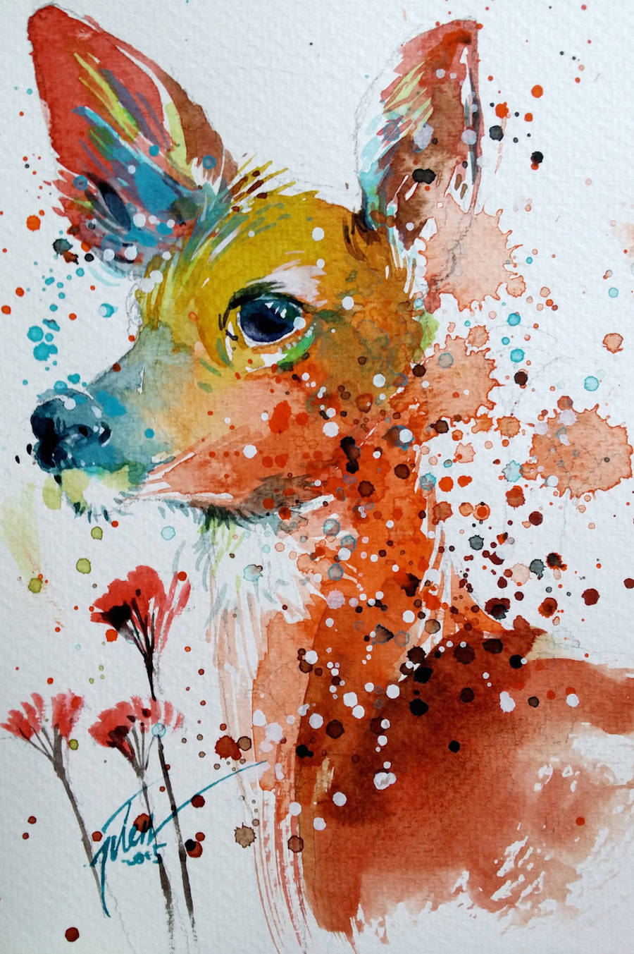 Colorful Splashed Watercolor Animals Paintings Media