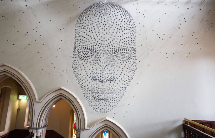 3D Face Installation Made With Metal Stars