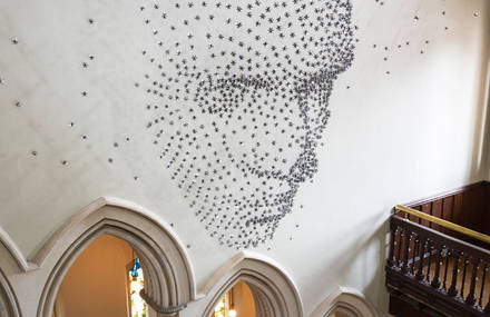 3D Face Installation Made With Metal Stars