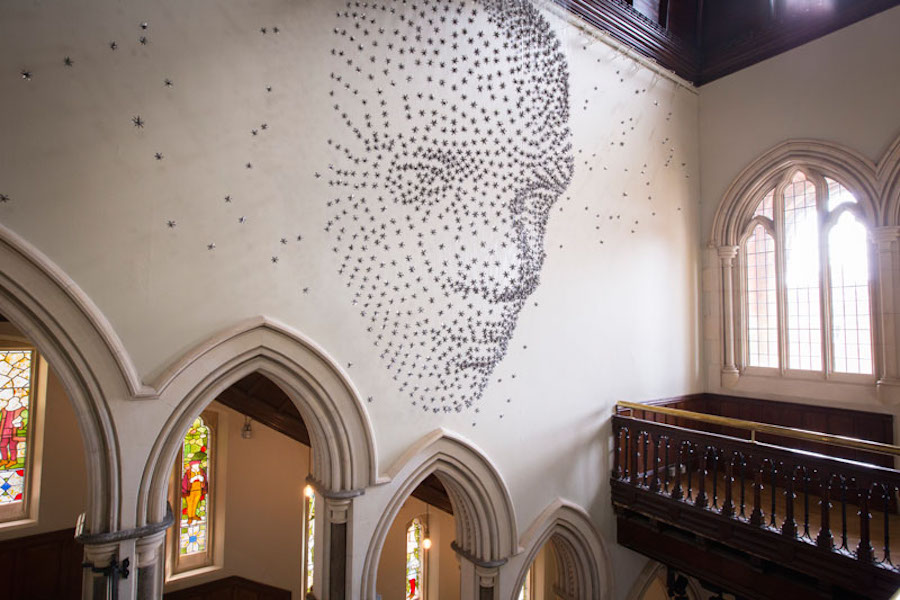 3D Face Installation Made With Metal Stars3