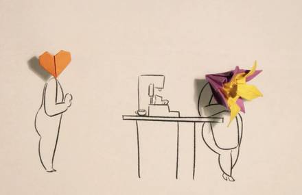 Inventive Animation Made With Origami and Drawing