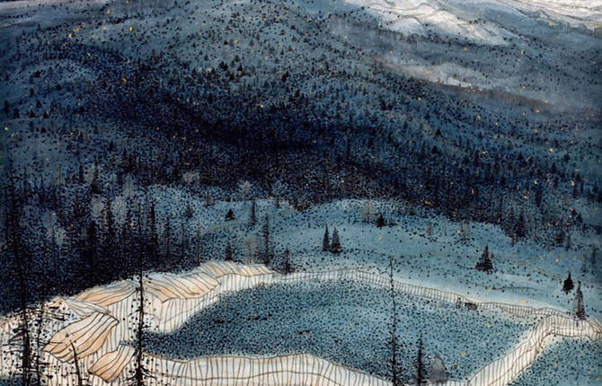 Landscapes Paintings Made With Lines and Dots
