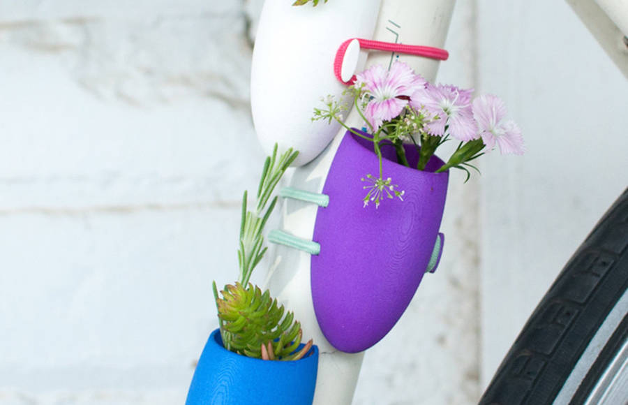 Cute 3D-Printed Flower Planters for Bicycles