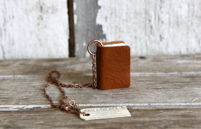 Handcrafted Journals and Tiny Book Necklaces