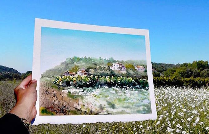 Watercolor Paintings matching with Landscape