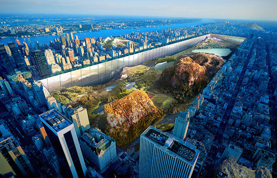 Two Architects Propose to Build Reflective Walls Around Excavated Central Park