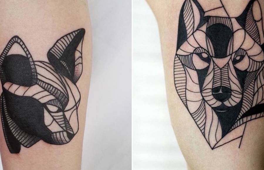 Geometrical Black Tattoos of Animals