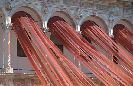 Flowing Building Installation Featuring Transluscent Strips