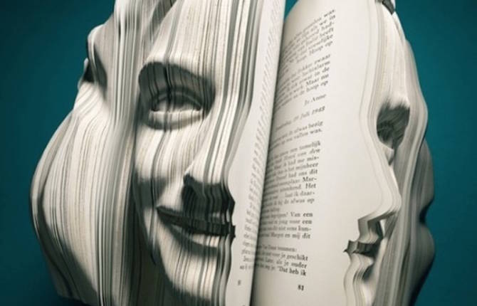 Realistic Book Sculptures Portraying Famous Personalities