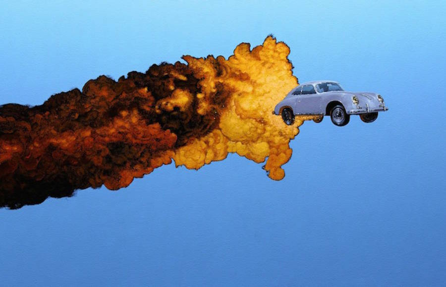 Gliding Burning Cars Paintings