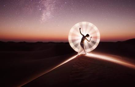 Hypnotic Light Painting Portraits of Dancers and Acrobats in Landscapes