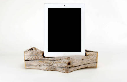 Docks for Smartphones and Tablets Made from Real Tree Pieces