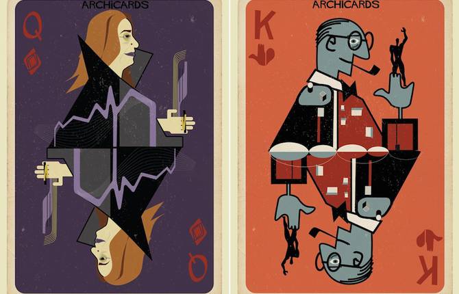 Illustrated Cards of Architects Portraits