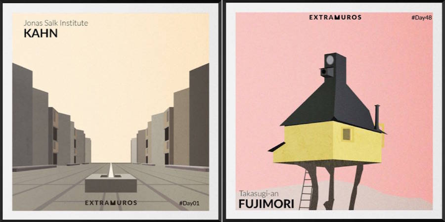 100 Days Architecture Illustration Project by Estudio Extramuros