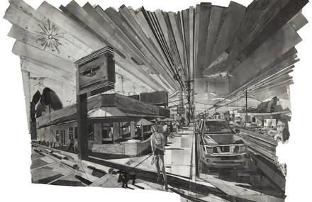 Black and White Collages of Urban Scenes