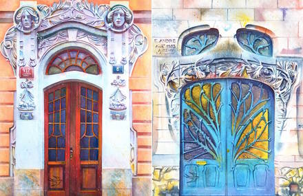 European Doors in Watercolor