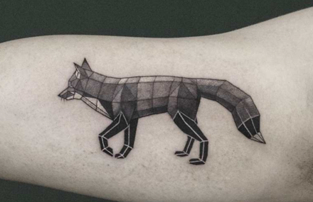 Geometric Wildlife Black and White Tattoos