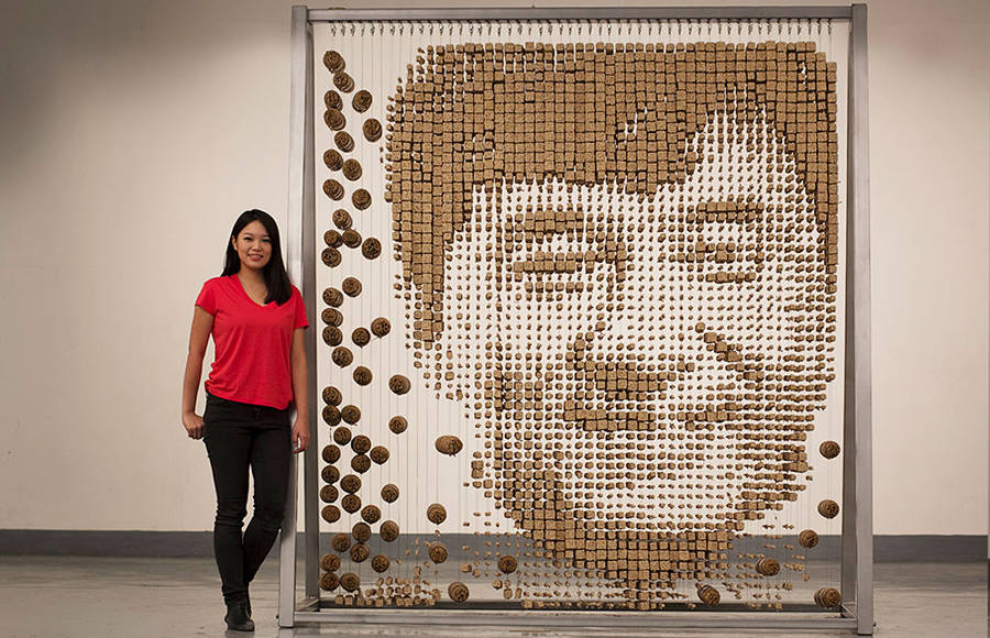 Jackie Chan Portrait Made of Chopsticks