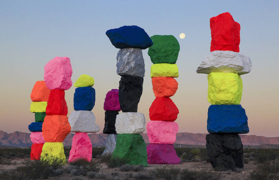 Huge Colorblock Totems in Nevada Desert