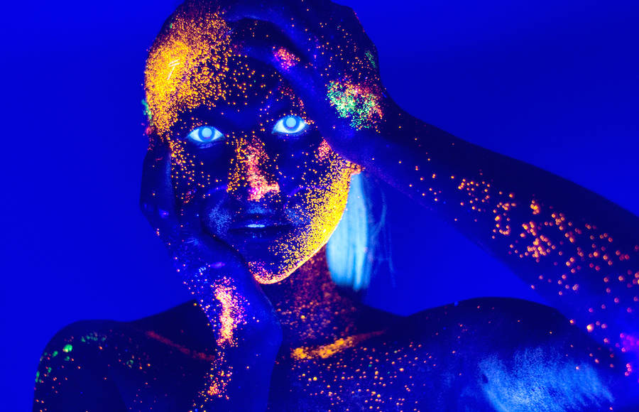 Portraits with Glowing Makeup Reacting to UV Light