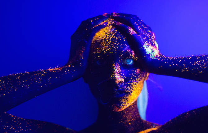 Portraits with Glowing Makeup Reacting to UV Light
