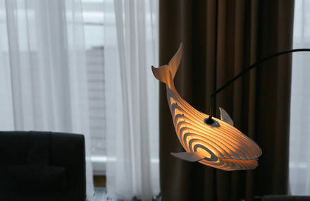Lovely Wooden Whale Lamp