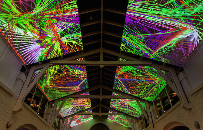 Complex Meshes Mapping Projection on a Loft’s High Ceiling