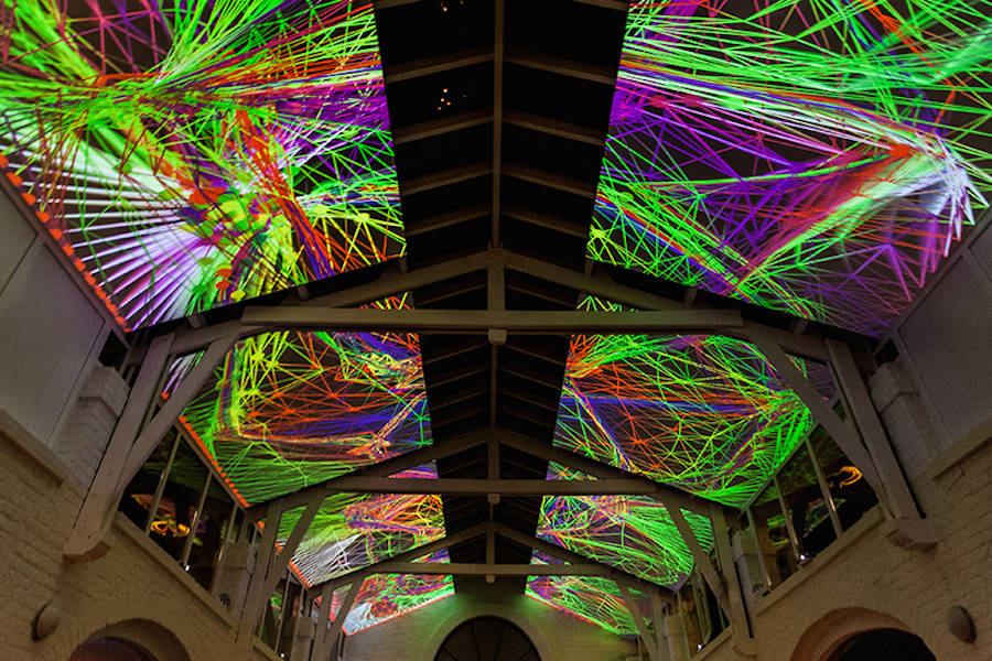 Complex Meshes Mapping Projection on a Loft’s High Ceiling