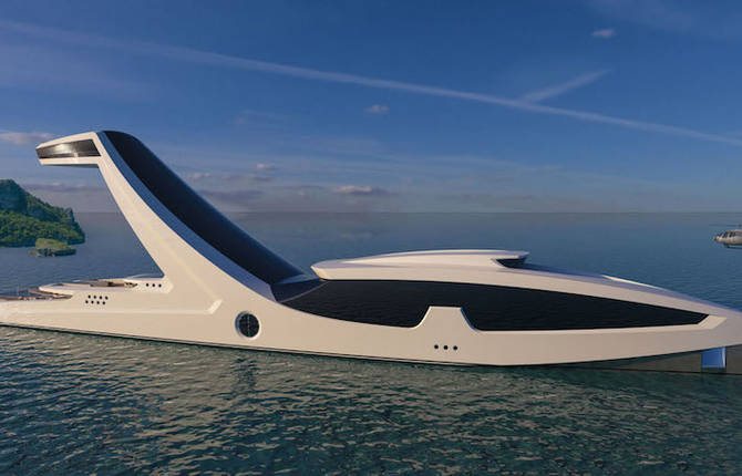 Luxury Yacht Concept Featuring a High Terrace Platform