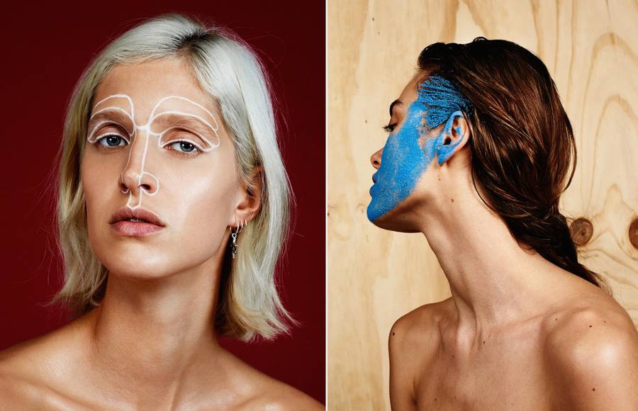 Portraits of Girls with Original Makeup & Powder on their Faces