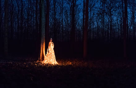 Ethereal Pictures of a Model in a 300 Light-Bulbs Dress