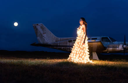 Ethereal Pictures of a Model in a 300 Light-Bulbs Dress